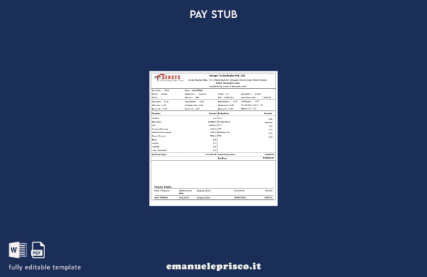 stile verificato Tecnologie India Sensys Pvt. Modello di busta paga Ltd